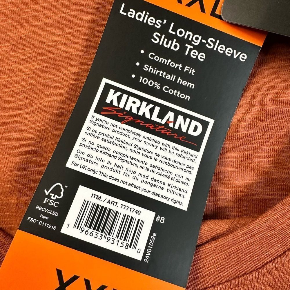 NWT Kirkland Signature Women’s Heather Burnt Orange Long Sleeve Tee Shirt - XXL - Picture 8 of 9